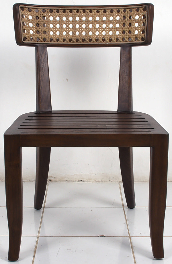 classic brown outdoor cane and wood chair with PU satin coating