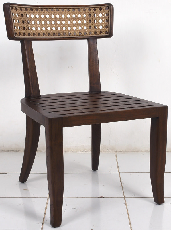 classic brown outdoor cane and wood chair with PU coating
