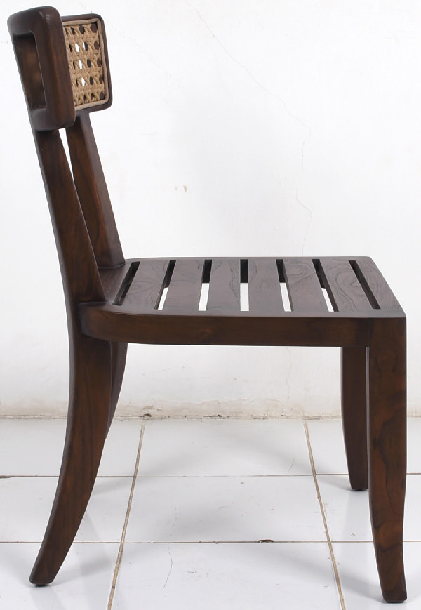 classic brown outdoor cane and wood chair