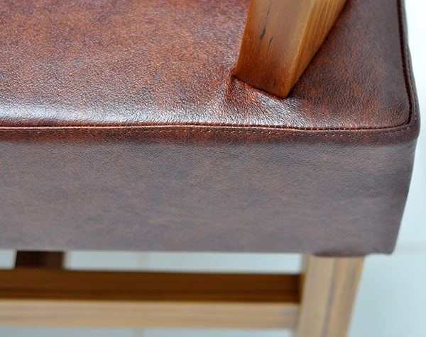 solid teak and genuine leather with vintage finish