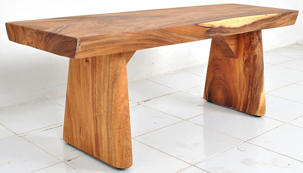 Indoor raw wooden bench
