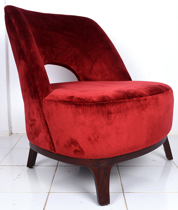 Scandinavian furniture with red velvet