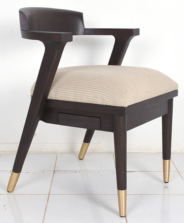 dining chair with golden brass socks