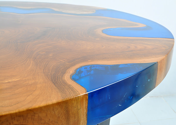 resin and teak table