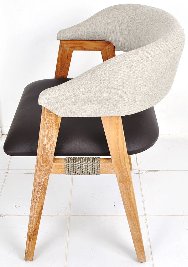 dining chair with leather seat and linen backseat