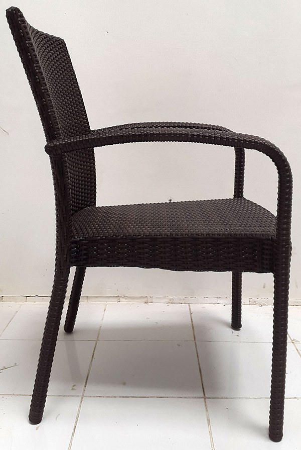 black synthetic rattan armchair