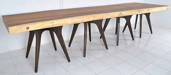 suar wood dining table with scandinavian legs