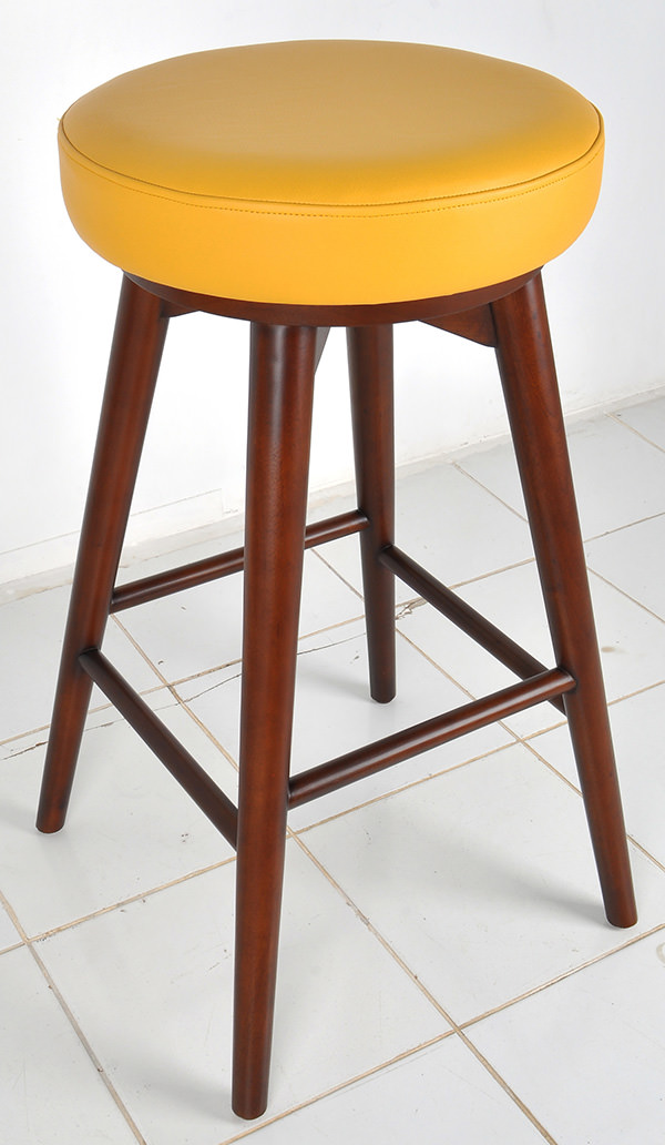 brown mahogany and leather indoor bar stool