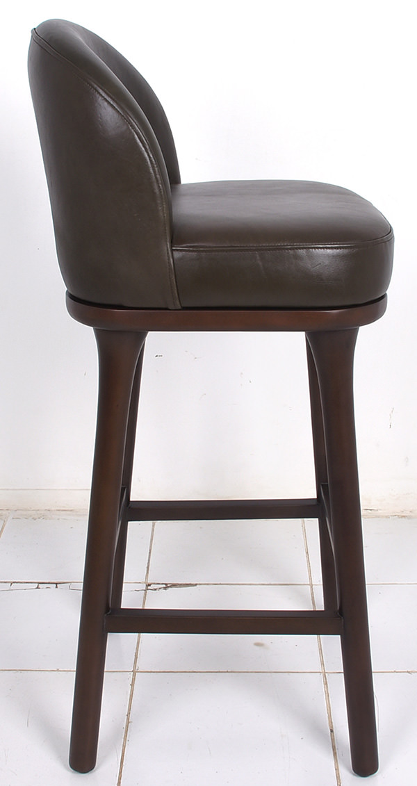 brown wood and leather restaurant bar chair