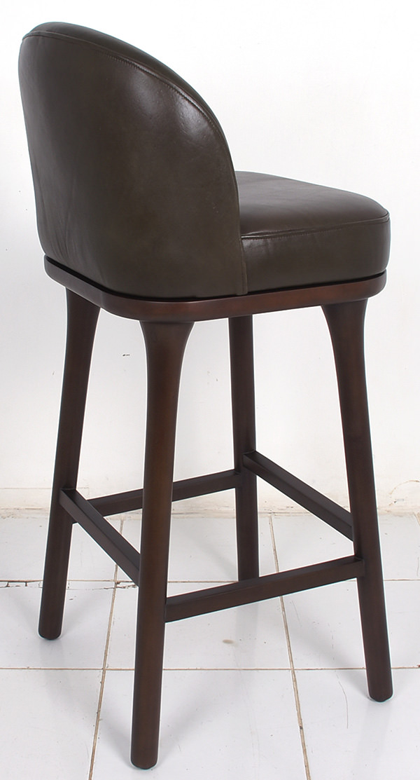 Danish design brown wood and leather restaurant bar chair