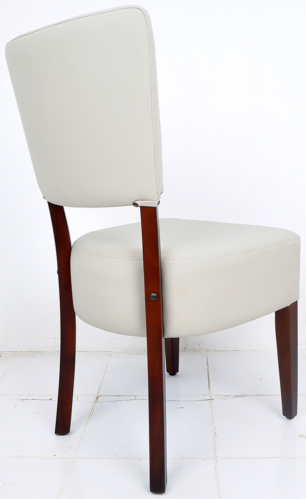 french bistro restaurant chair from grey leather and dark brown mahogany