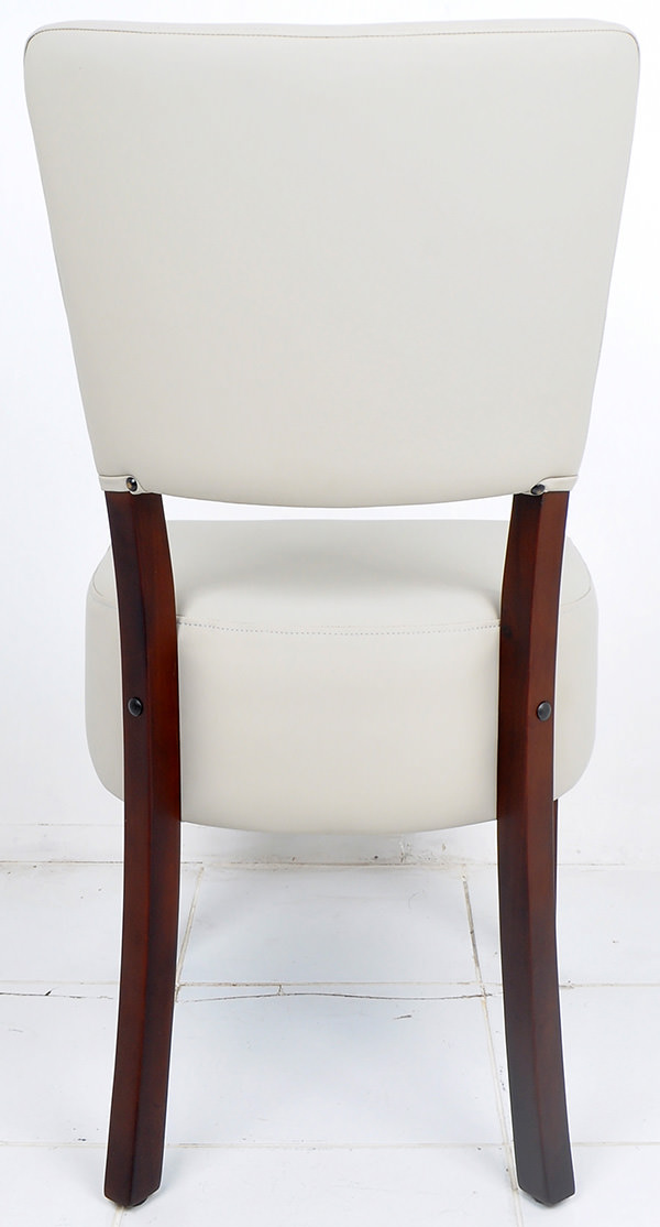 french bistro restaurant chair from light grey leather and dark brown mahogany