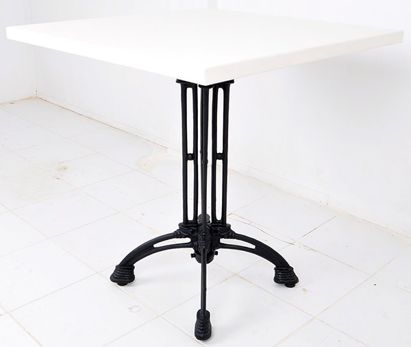 square bistro table with cast iron table legs