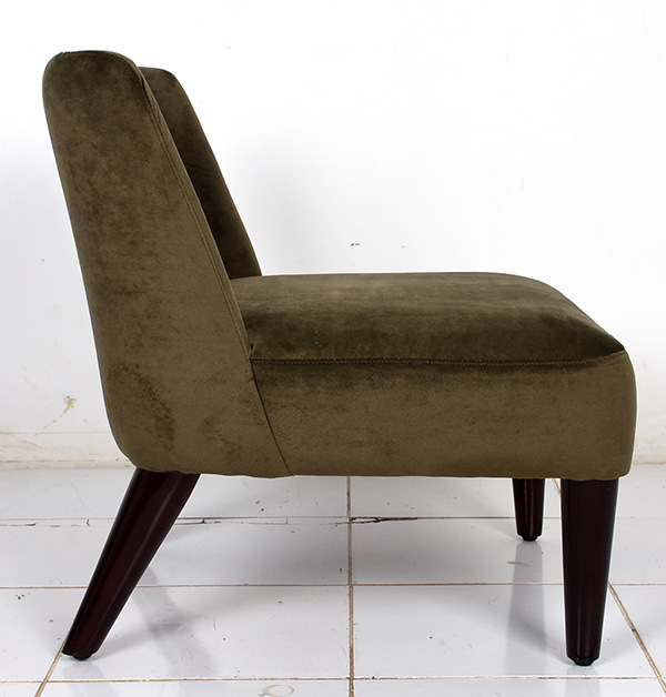 dining lounge chair with mahogany legs and velvet
