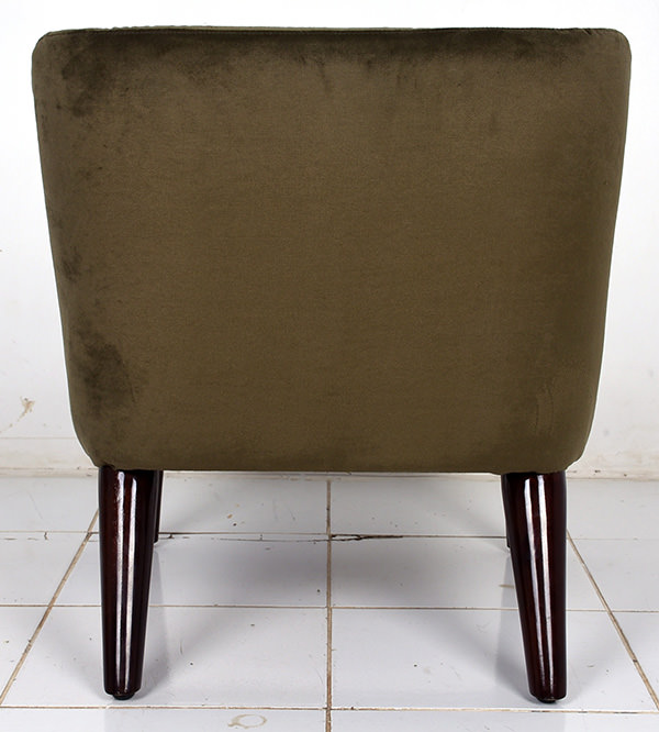 dining lounge chair with mahogany legs and velvet upholstery