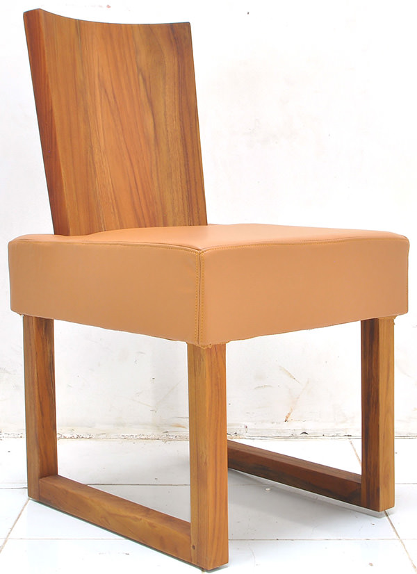 solid teak and genuine leather with square seat