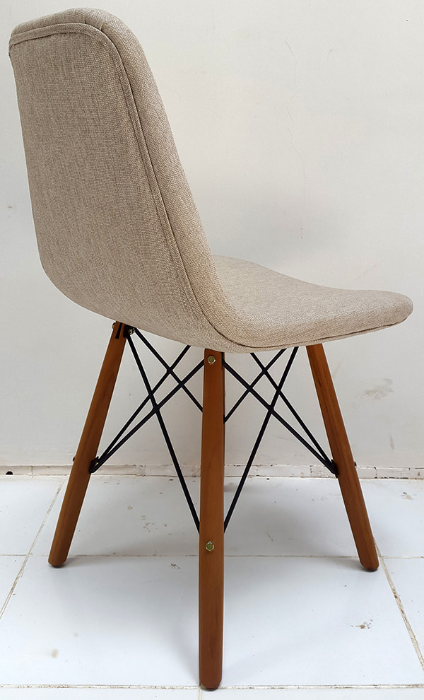scandinavian dining chair with fabric backseat