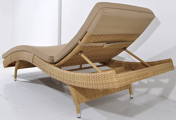 synthetic rattan lounge chair with outdoor cushion