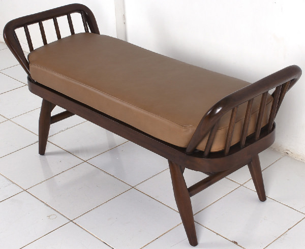 wood and leather bench