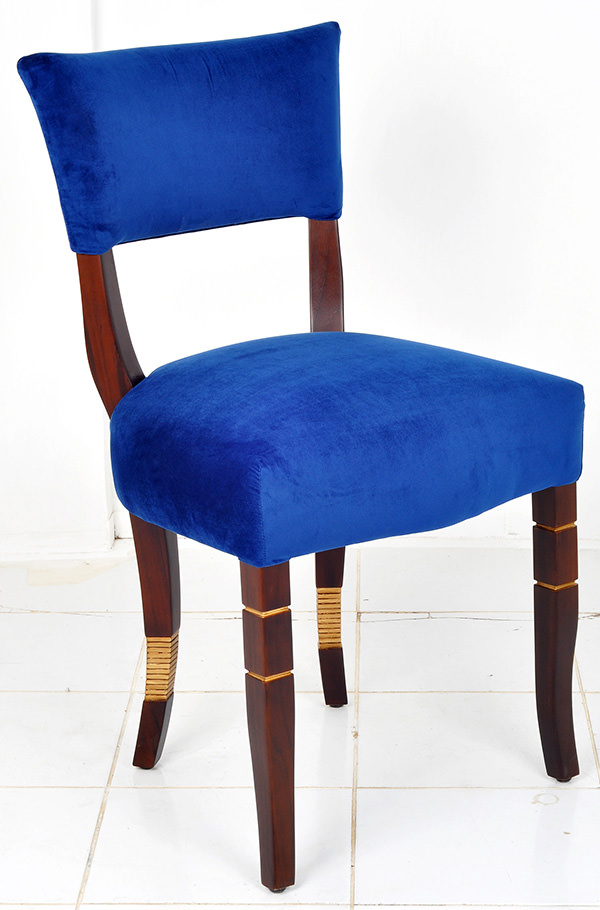 blue velvet dining chair