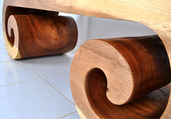 natural suar wooden bench with folder sides
