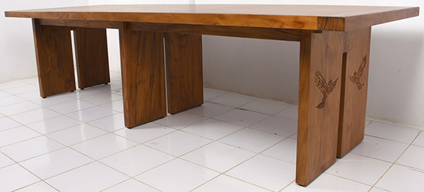 natural smooth wooden rectangle table with natural stain and Scandinavian design