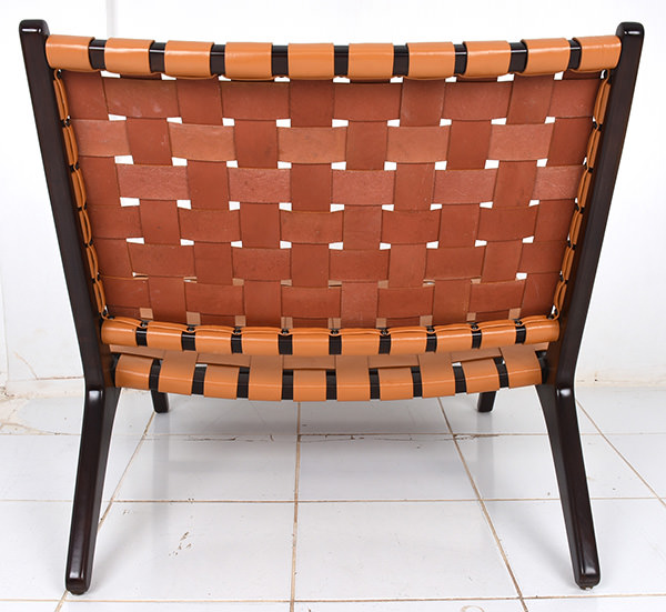 Danish brown teak and genuine Italian leather chair