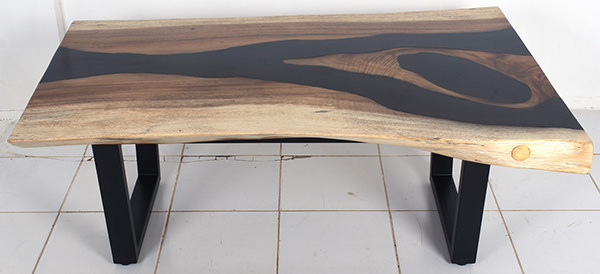 suar table with resin river
