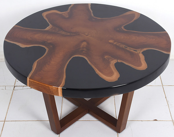 teak and resin coffee table