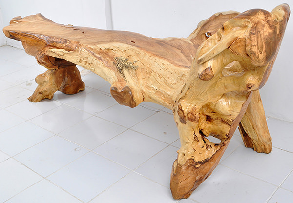 teak root bench