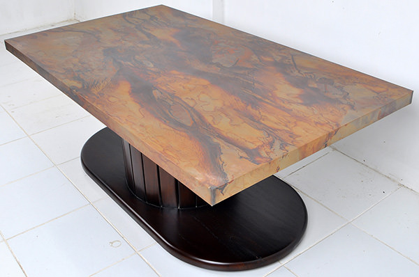 Copper table with vintage finish