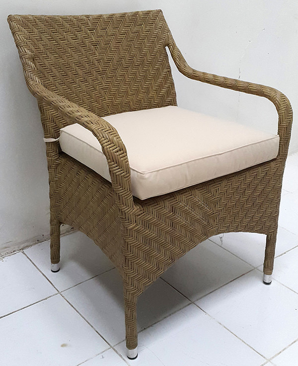 synthetic rattan armchair with seat cushion