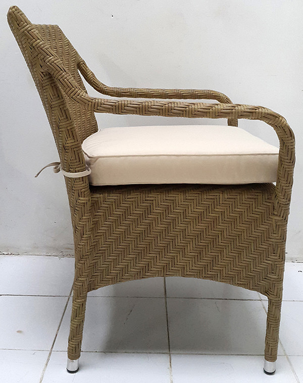 synthetic rattan armchair with weatherproof seat cushion