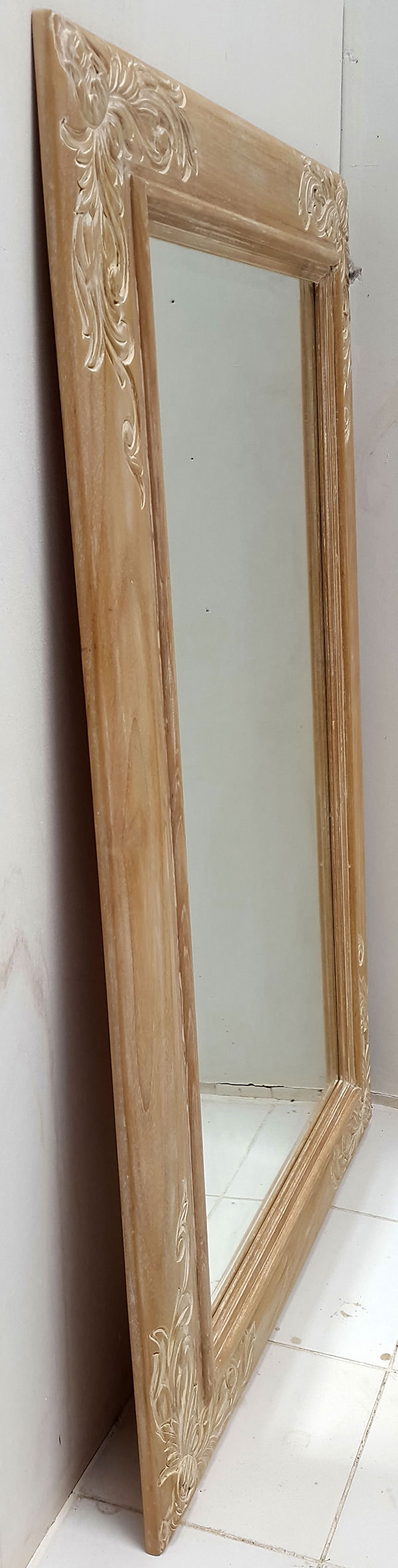 teak wood carved mirror frame