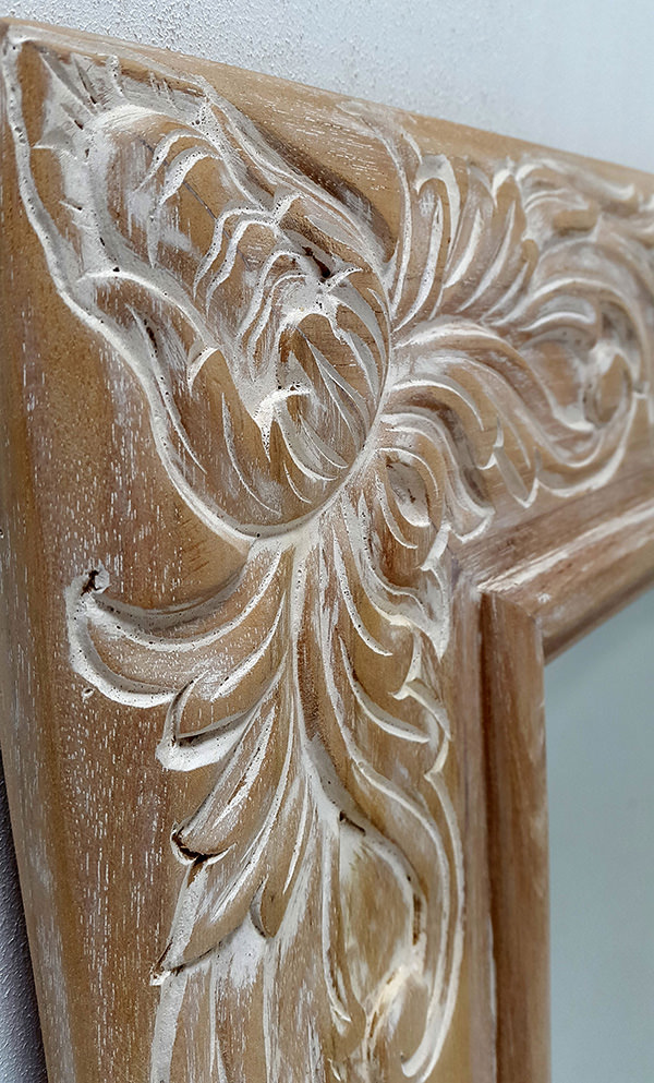 handmade carved wooden mirror