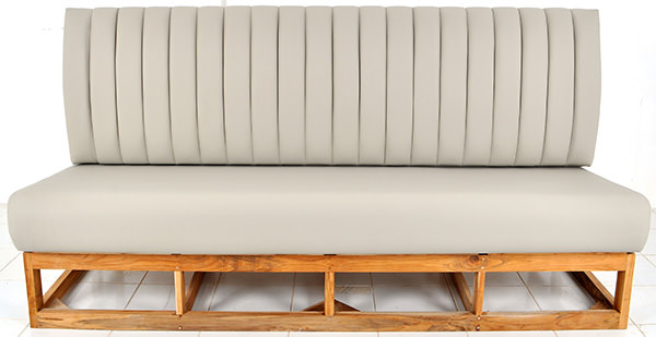 restaurant banquette with tubular backseat