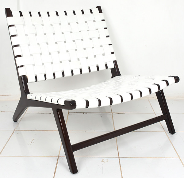 white leather weaving furniture