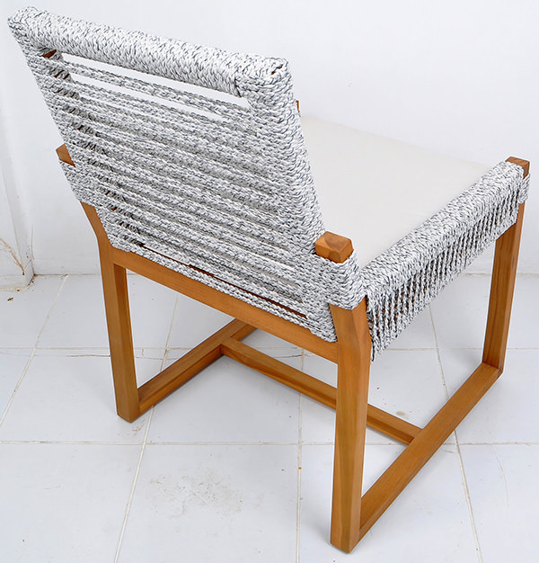 outdoor teak and rope Scandinavian furniture with cushion