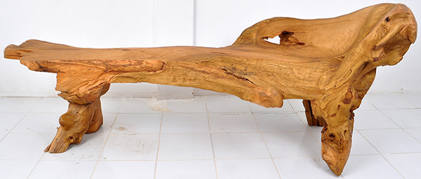 root bench with natural shapes