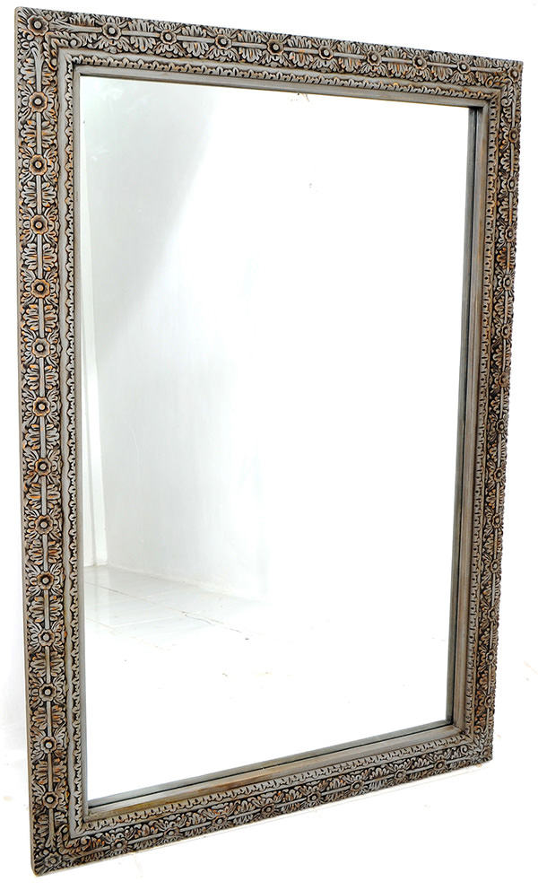 vintage mirror with wooden teak frame carvings