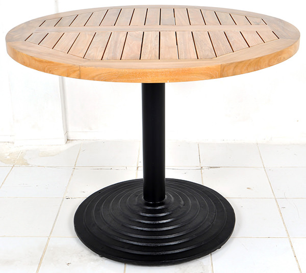 teak round restaurant table