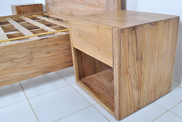 square teak side table