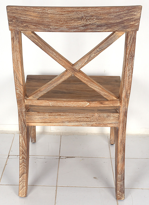 solid teak indoor side chair with natural rustic finish