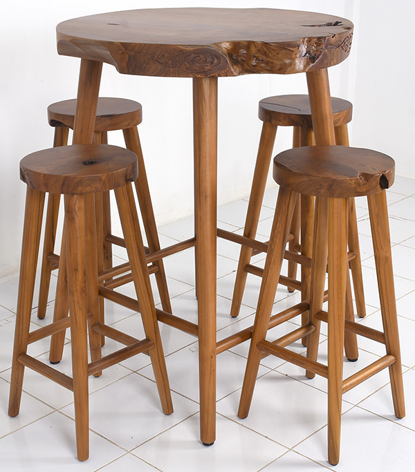 solid teak root bar furniture set with bar stools and bar table