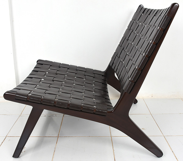 Scandinavian teak and leather lounge chair