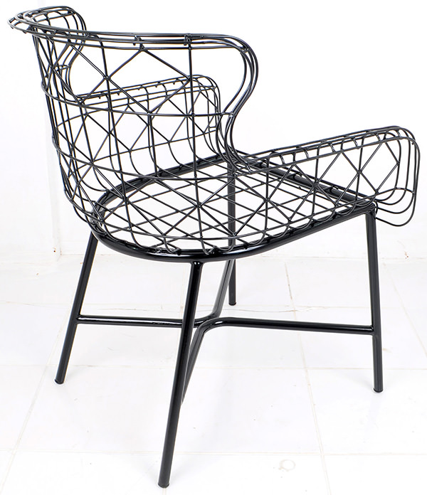 Black iron wire Danish armchair