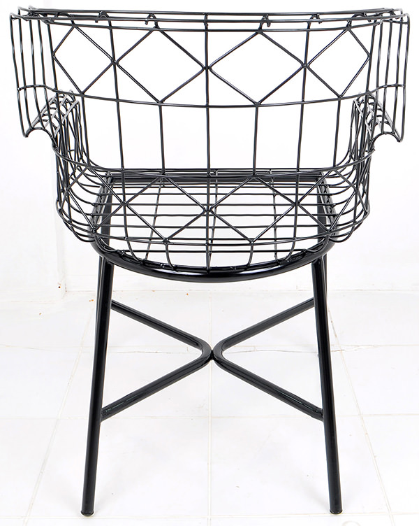 Black anti rust iron wire Danish armchair