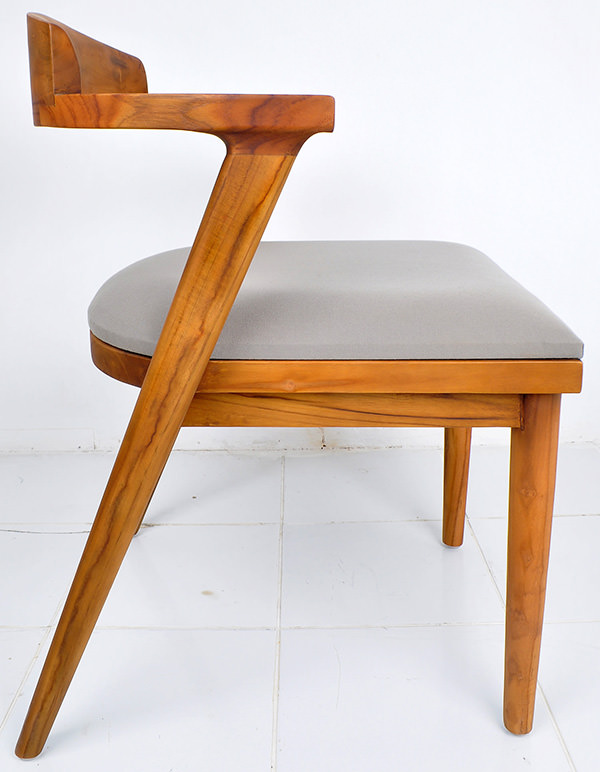 Danish chair with teak wood and linen cushion