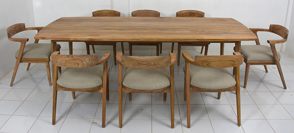 teak wood dining set with white washed stain