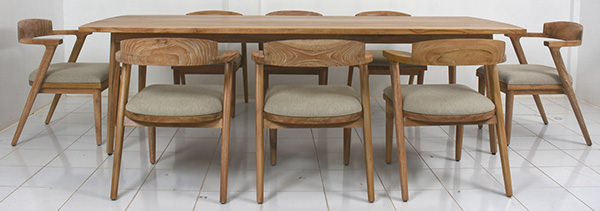 Scandinavian teak wood dining set with white washed stain